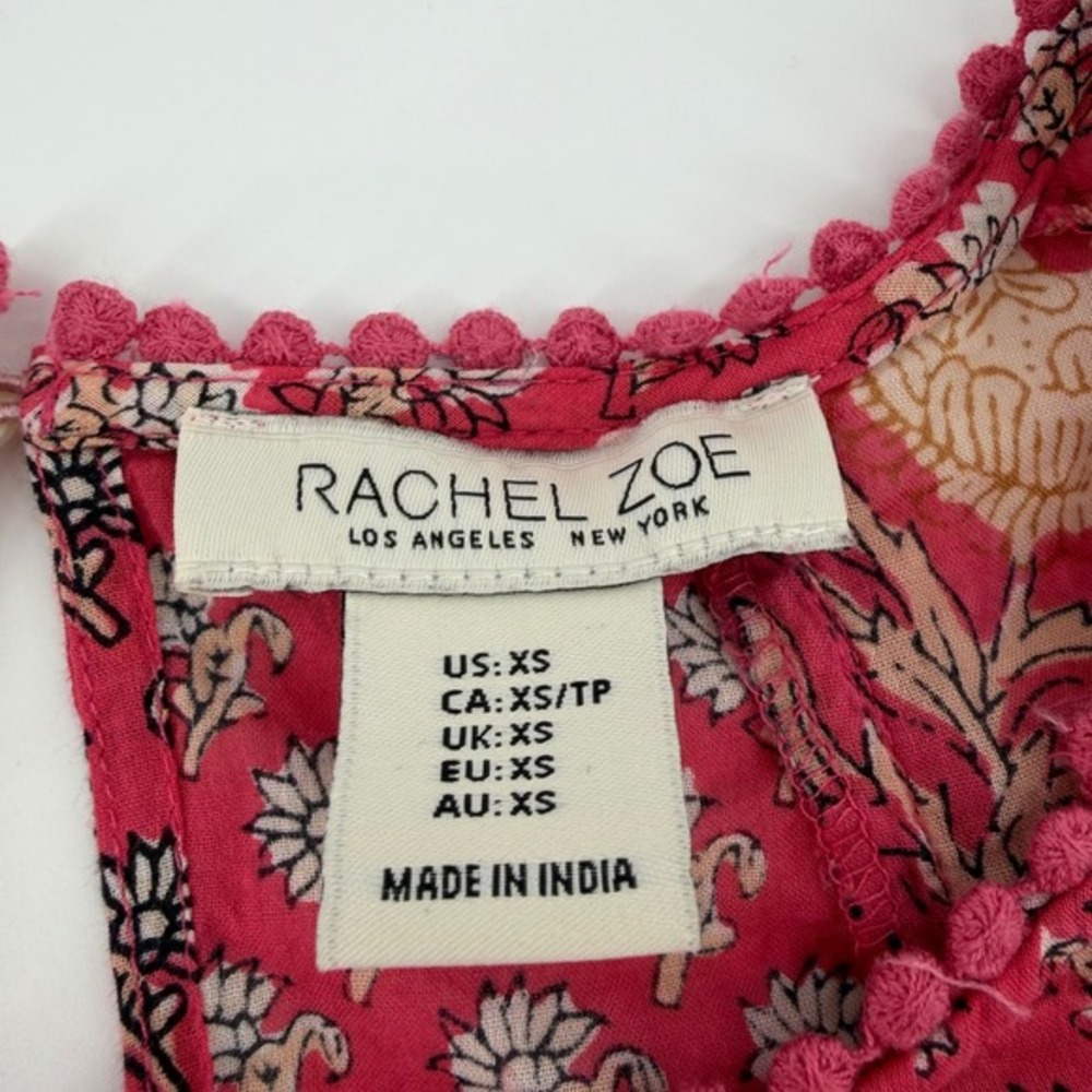 Rachel Zoe Womens Size XS Pink Floral Print Bell Sleeve Blouse Boho Festival - Picture 4 of 7